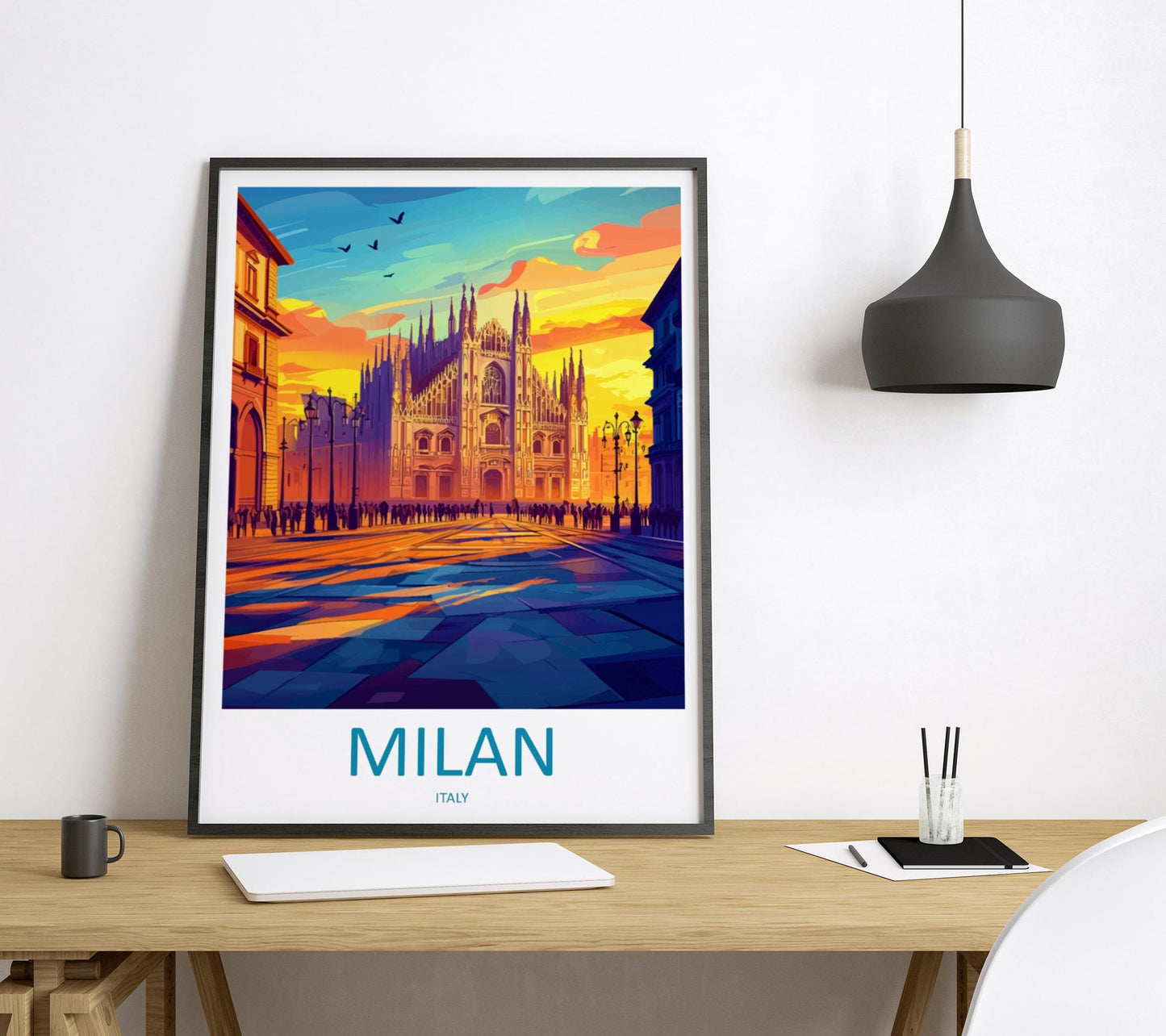 Milan Travel Print Italy Wall Art Milan City Poster Duomo Decor Gift for Fashion Lover Italian Architecture Art Print