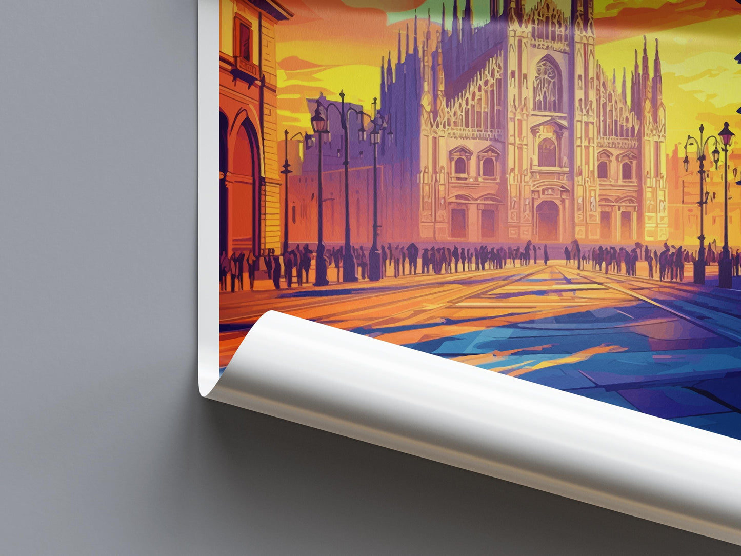 Milan Travel Print Italy Wall Art Milan City Poster Duomo Decor Gift for Fashion Lover Italian Architecture Art Print