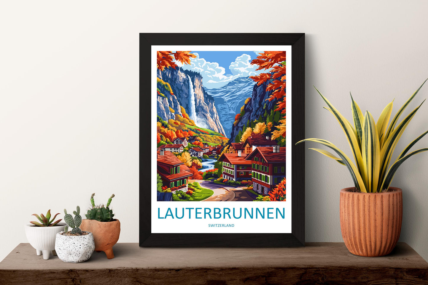 Lauterbrunnen Travel Print Switzerland Wall Art Mountain Valley Poster Alpine Decor Gift for Nature Lover Scenic Landscape Art