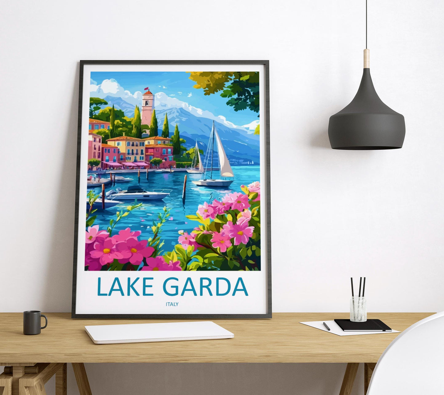 Lake Garda Travel Print Italy Wall Art Italian Lake Poster Scenic Decor Gift for Nature Lover Mountain Landscape Art Print