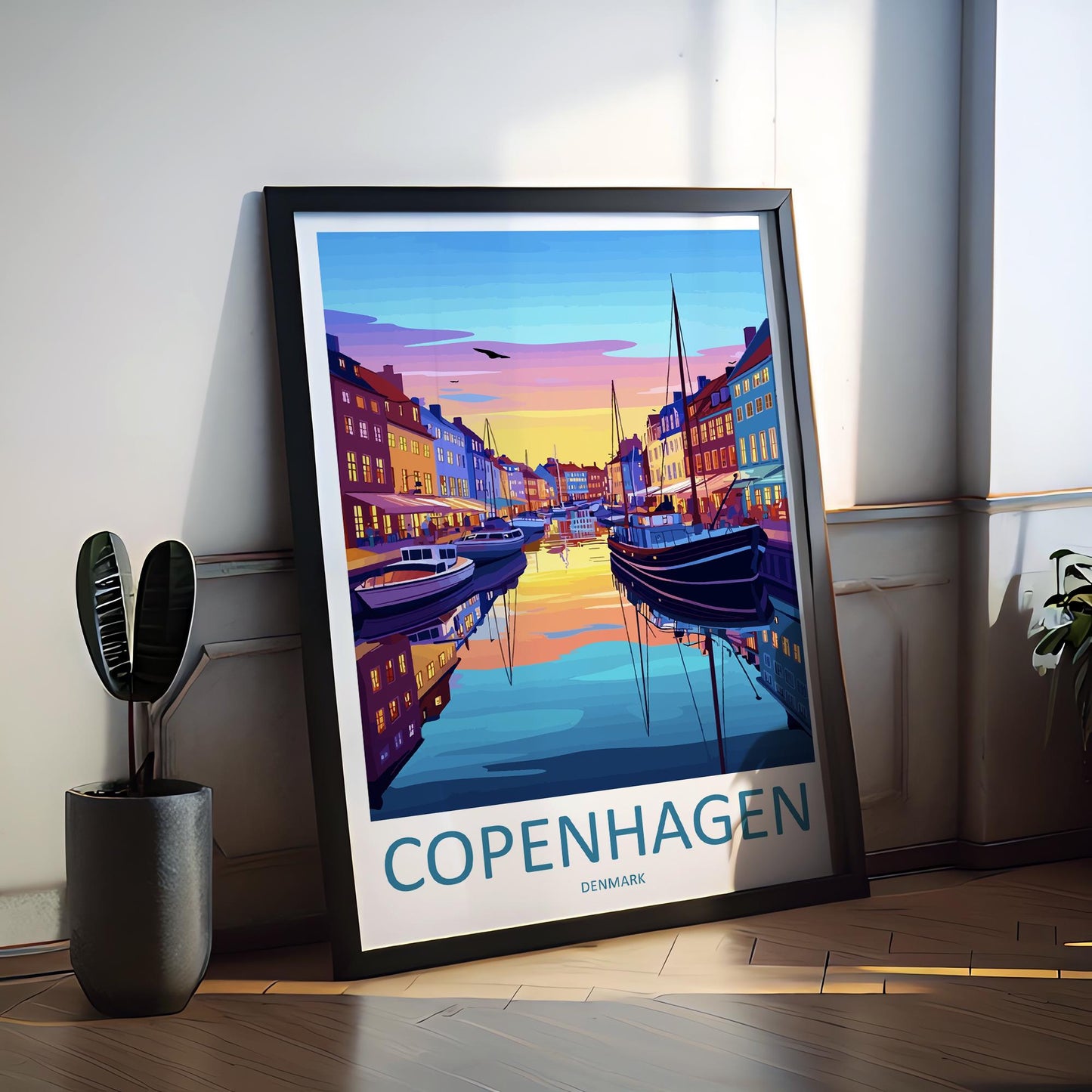 Copenhagen Travel Print Denmark Wall Art City Poster Scandinavian Decor Gift for Nordic Lover Urban Landscape Art Print