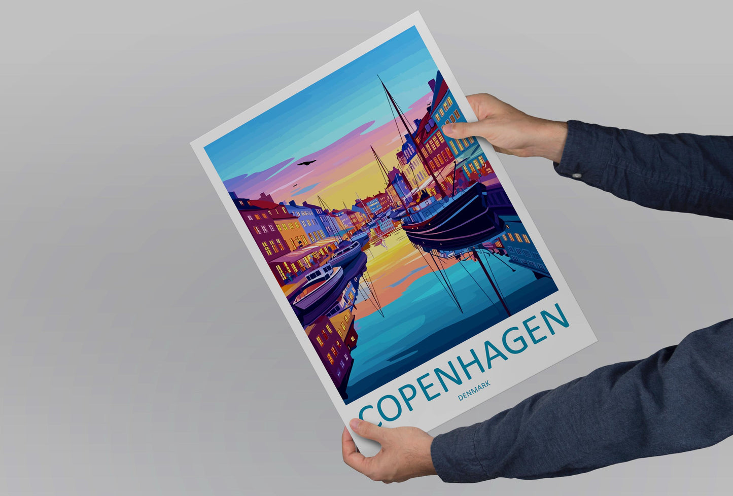 Copenhagen Travel Print Denmark Wall Art City Poster Scandinavian Decor Gift for Nordic Lover Urban Landscape Art Print