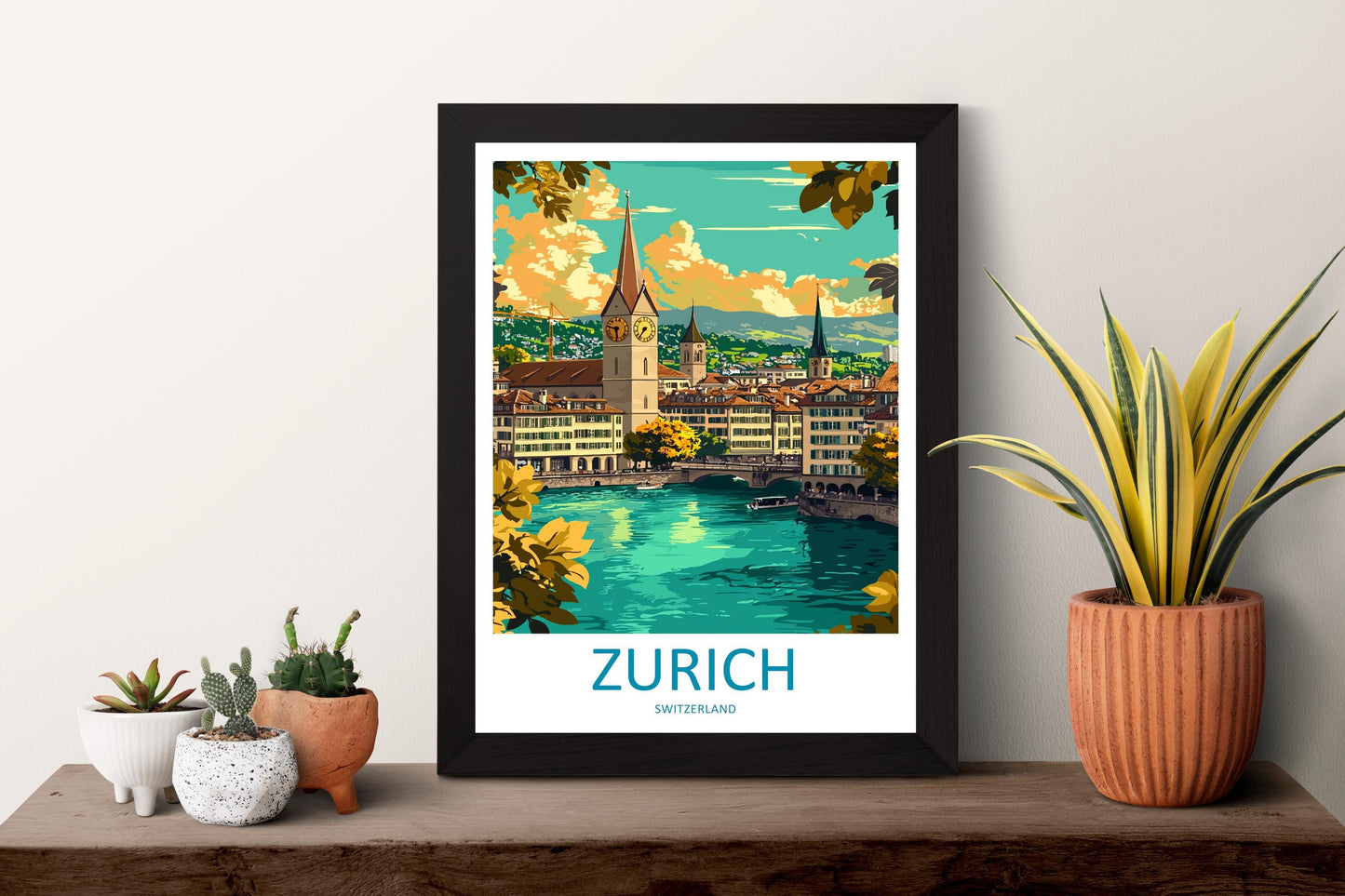 Zurich Travel Print Switzerland Wall Art Cityscape Poster Lake Zurich Decor Gift for Europe Lover Swiss Architecture Art