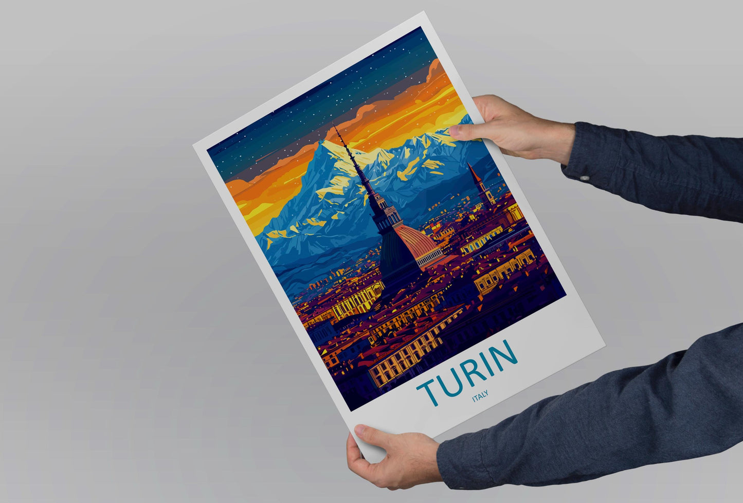 Turin Travel Print Italy Wall Art Cityscape Poster Historic Decor Gift for Architecture Lover Piedmont Landscape Art Print