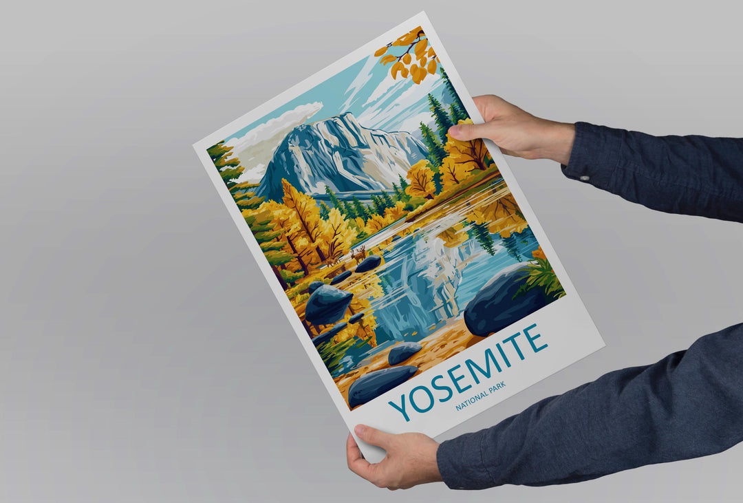 Yosemite Travel Print Yosemite Wall Art Yosemite Mountains Decor Half Dome Nature Poster Gift for National Park Lover Landscape Art