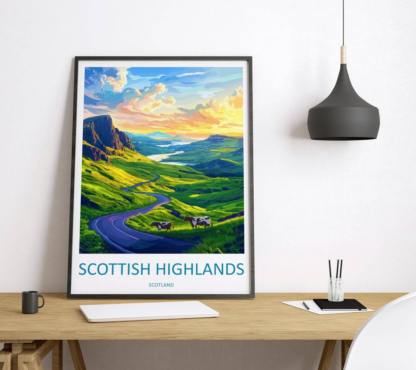 Scottish Highlands Print Scotland Wall Art Mountain Landscape Poster Nature Decor Gift for Hiker Lover Highlands Travel Art Print