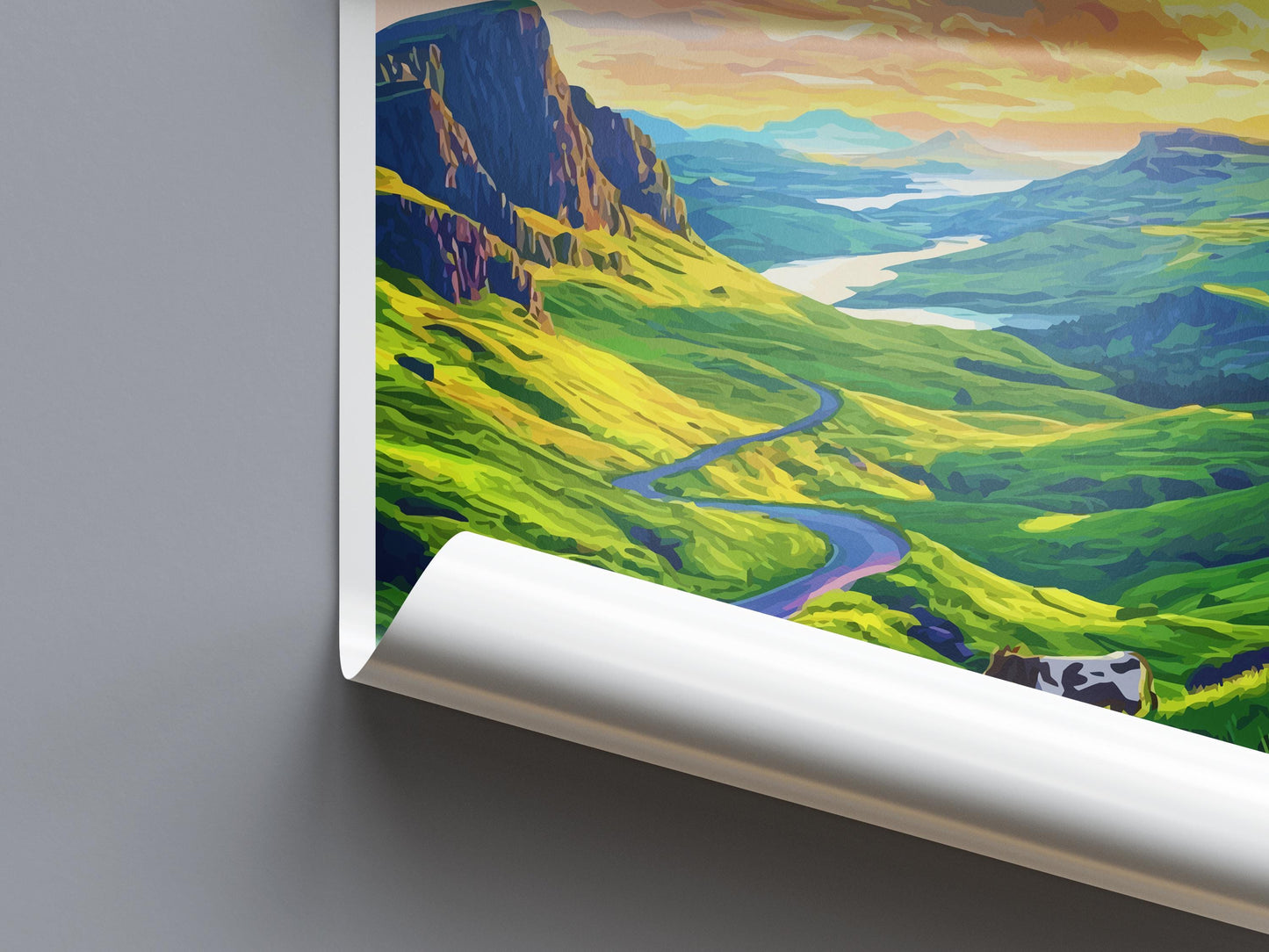 Scottish Highlands Print Scotland Wall Art Mountain Landscape Poster Nature Decor Gift for Hiker Lover Highlands Travel Art Print