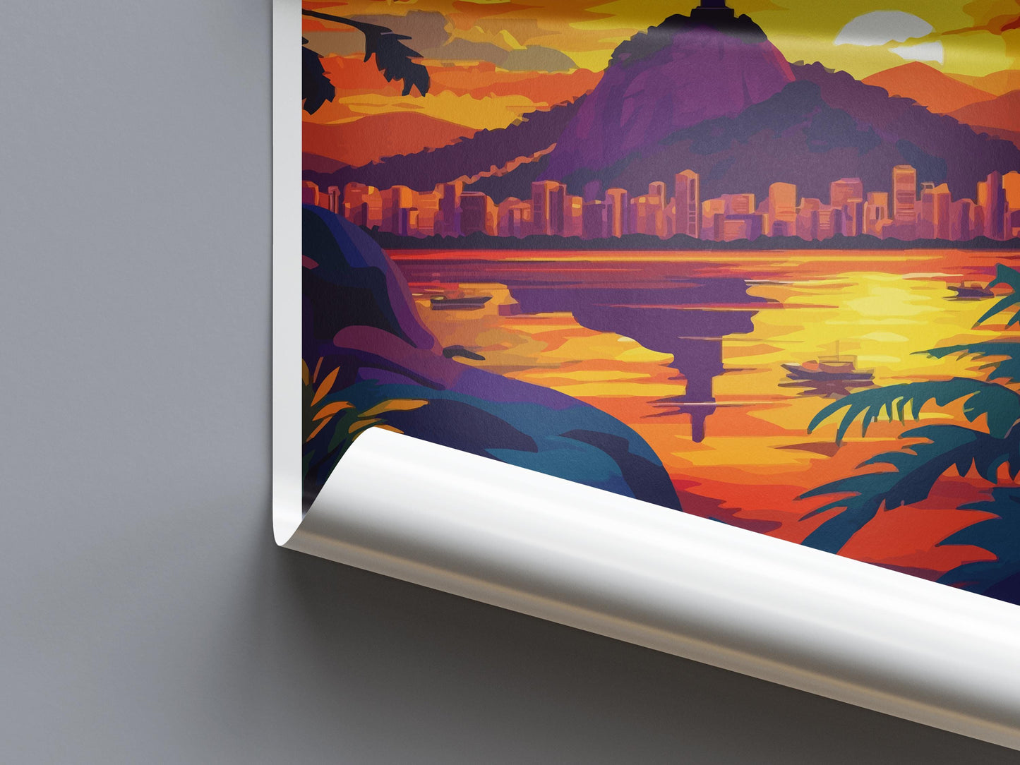 Rio de Janeiro Print Rio Wall Art Brazil City Poster Christ the Redeemer Decor Gift for Beach Lover Tropical Skyline Art Print