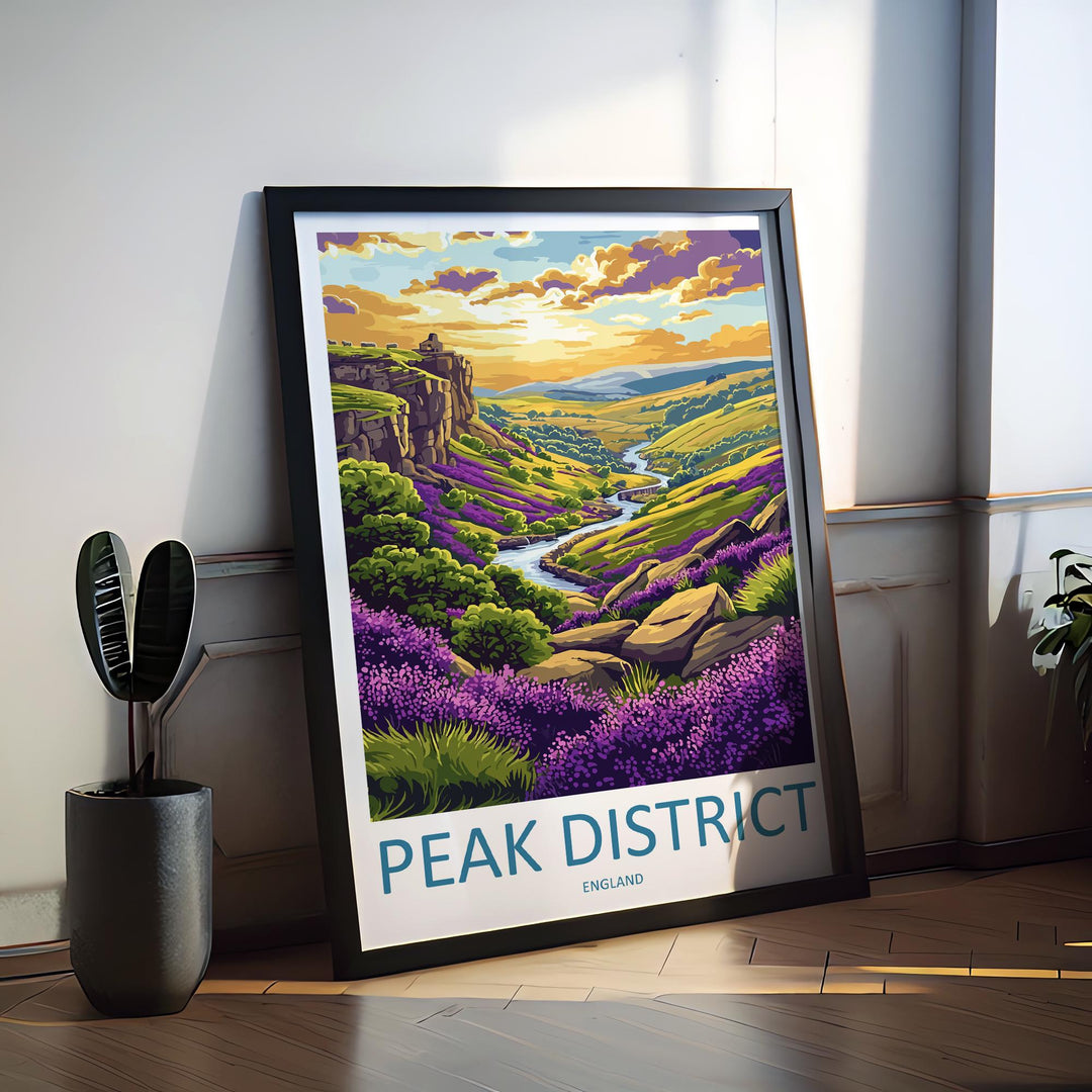 Peak District Travel Print UK Wall Art National Park Poster Countryside Decor Gift for Hiker Lover British Landscape Art Print