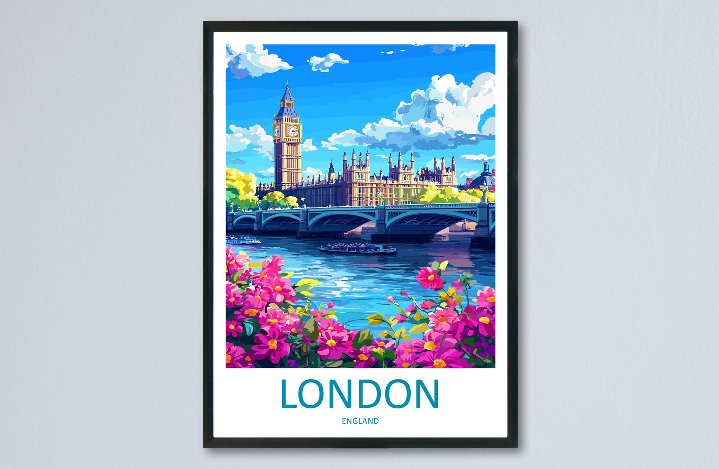 London Travel Print UK Wall Art London City Poster British Decor Gift for City Lover Big Ben Architecture Skyline Art Print