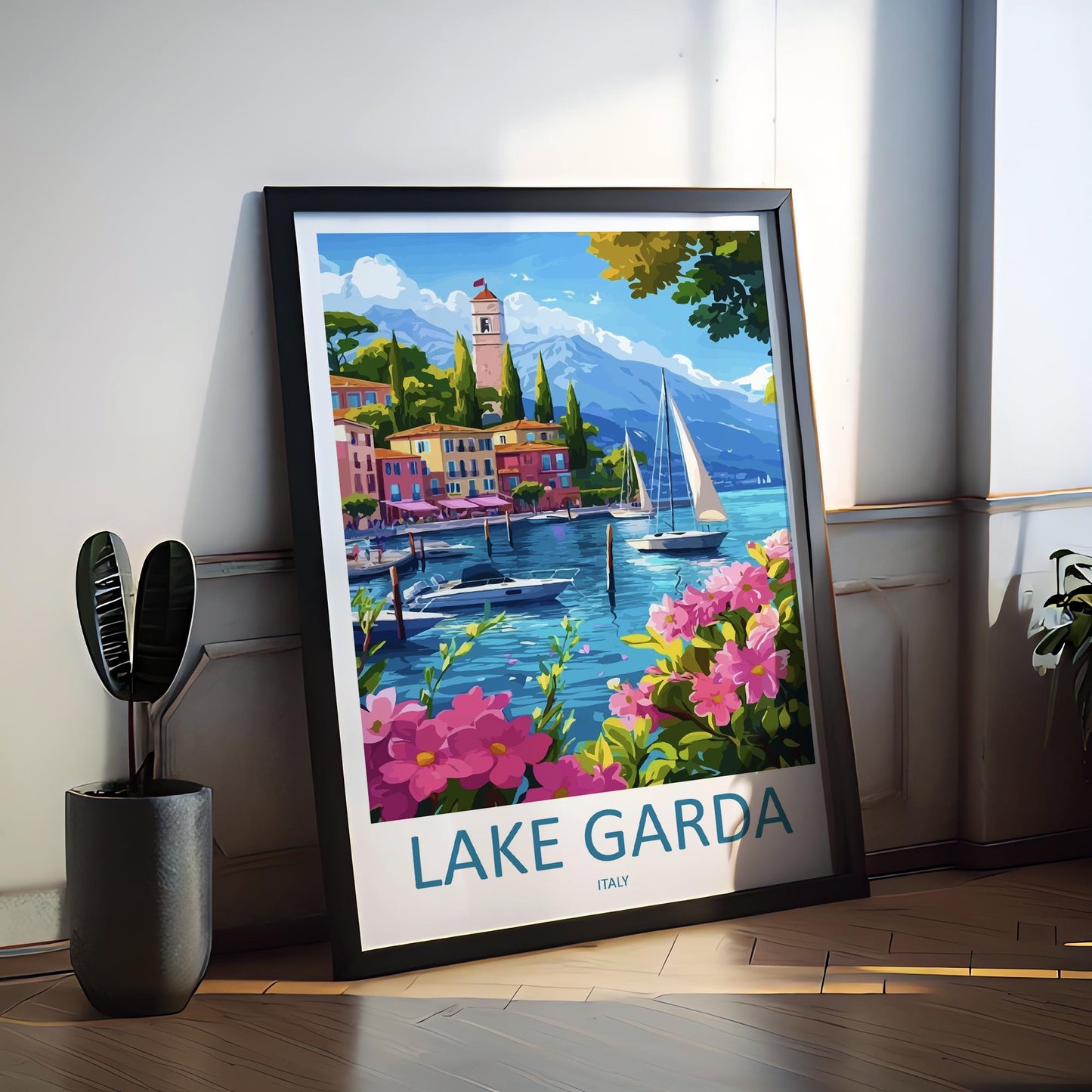 Lake Garda Travel Print Italy Wall Art Italian Lake Poster Scenic Decor Gift for Nature Lover Mountain Landscape Art Print