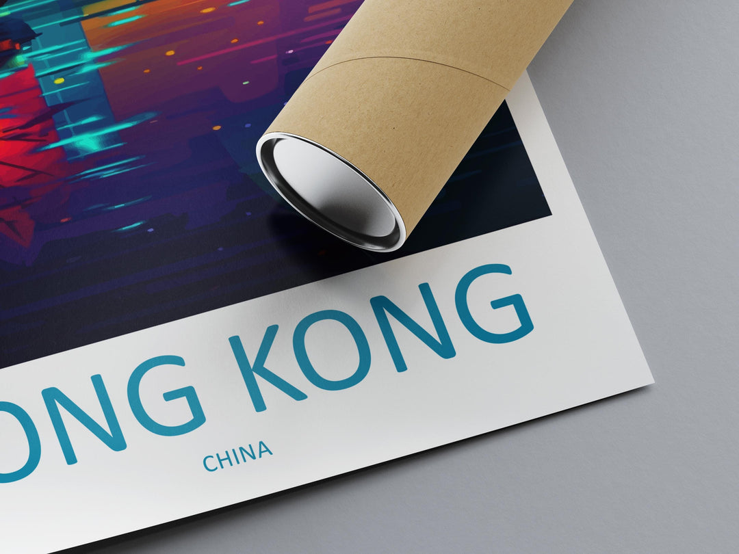 Hong Kong Travel Print Asia Wall Art City Skyline Poster Urban Decor Gift for City Lover Victoria Harbour Nightscape Art Print