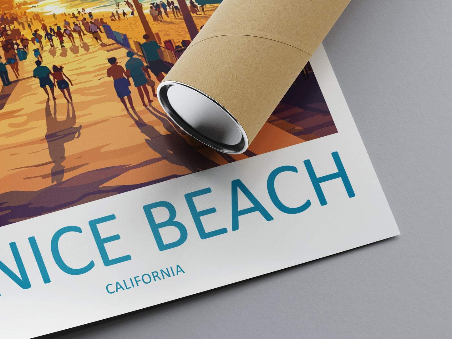 Venice Beach Travel Print California Wall Art Coastal Poster Urban Decor Gift for Beach Lover LA Boardwalk Landscape Art