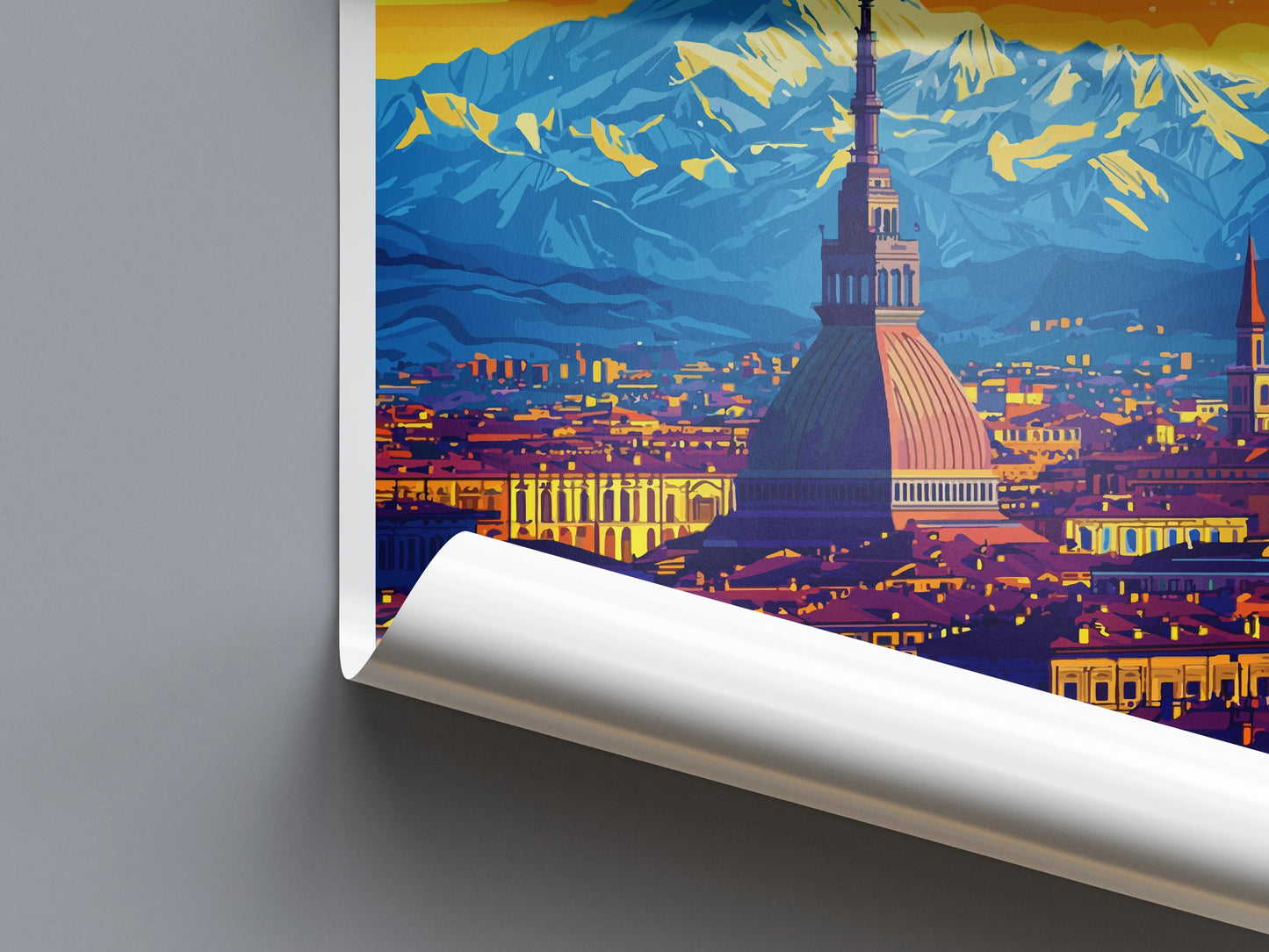 Turin Travel Print Italy Wall Art Cityscape Poster Historic Decor Gift for Architecture Lover Piedmont Landscape Art Print