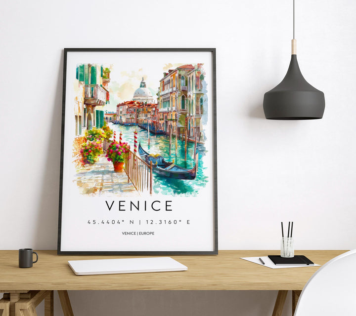 Venice Watercolor Poster Venice Travel Print Venice Wall Art Venice Cityscape Painting Venice Souvenir Italy Home Decor