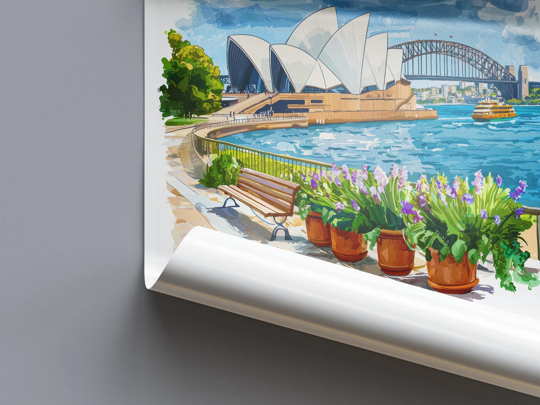 Sydney Watercolor Poster Sydney Travel Print Sydney Wall Art Sydney Cityscape Painting Sydney Souvenir Australia Decor