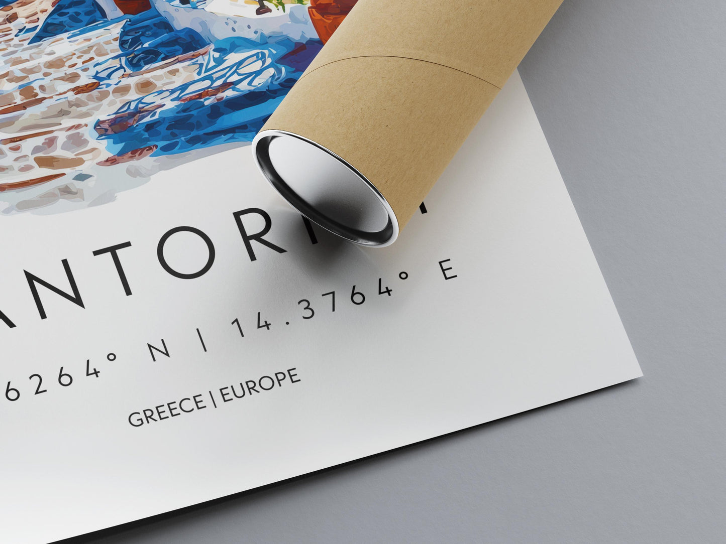 Santorini Watercolor Poster Santorini Travel Print Santorini Wall Art Santorini Cityscape Painting Santorini Souvenir Greece Decor