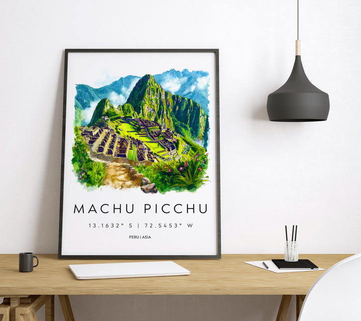 Machu Picchu Watercolor Poster Machu Picchu Travel Print Machu Picchu Wall Art Machu Picchu Painting Peru Souvenir Decor