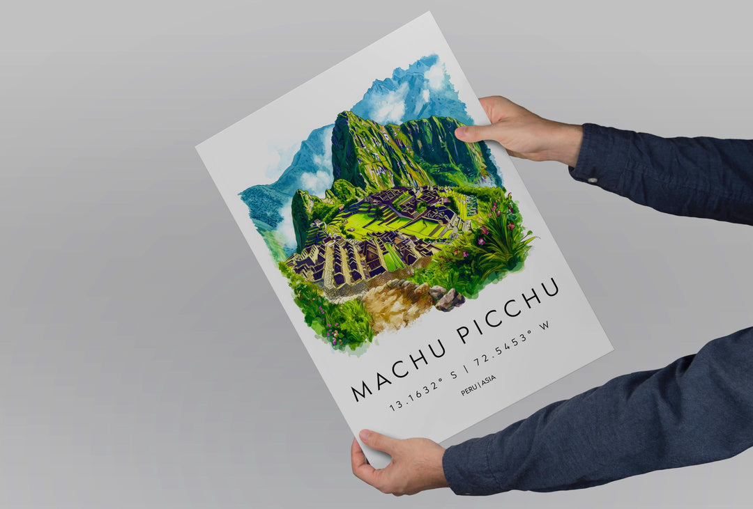 Machu Picchu Watercolor Poster Machu Picchu Travel Print Machu Picchu Wall Art Machu Picchu Painting Peru Souvenir Decor