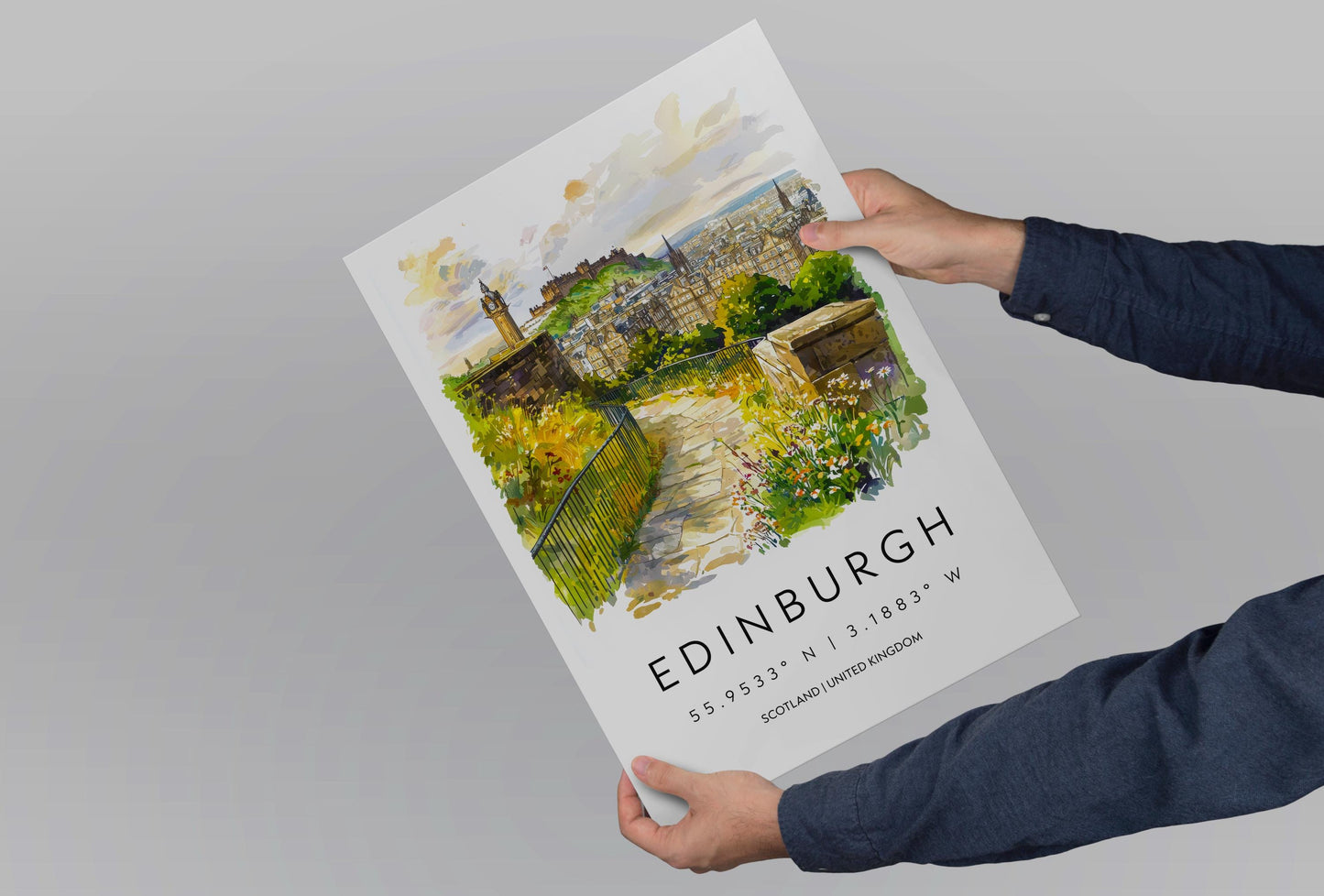 Edinburgh Watercolor Poster Edinburgh Travel Print Edinburgh Wall Art Edinburgh Cityscape Painting Edinburgh Souvenir Scotland Decor