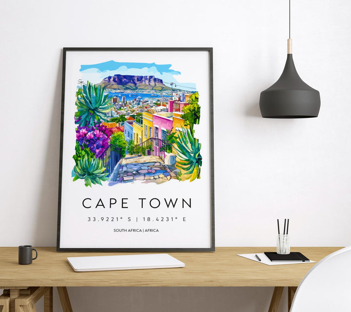 Cape Town Watercolor Poster Cape Town Travel Print Cape Town Wall Art Cape Town Cityscape Painting Cape Town Souvenir South Africa Decor