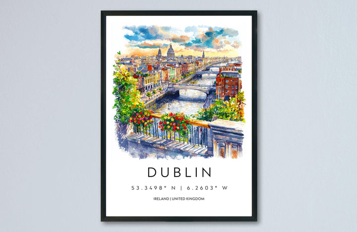 Dublin Watercolor Poster Dublin Travel Print Dublin Wall Art Dublin Cityscape Painting Dublin Souvenir Ireland Decor