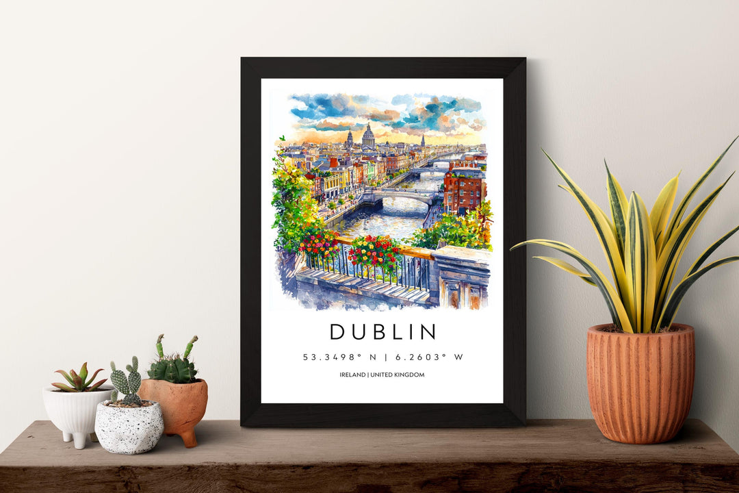 Dublin Watercolor Poster Dublin Travel Print Dublin Wall Art Dublin Cityscape Painting Dublin Souvenir Ireland Decor