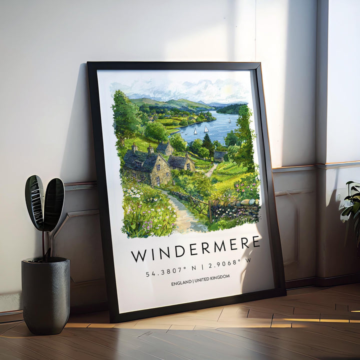 Windermere Watercolor Poster Windermere Travel Print Windermere Wall Art Windermere Lake Painting Windermere Souvenir UK Decor