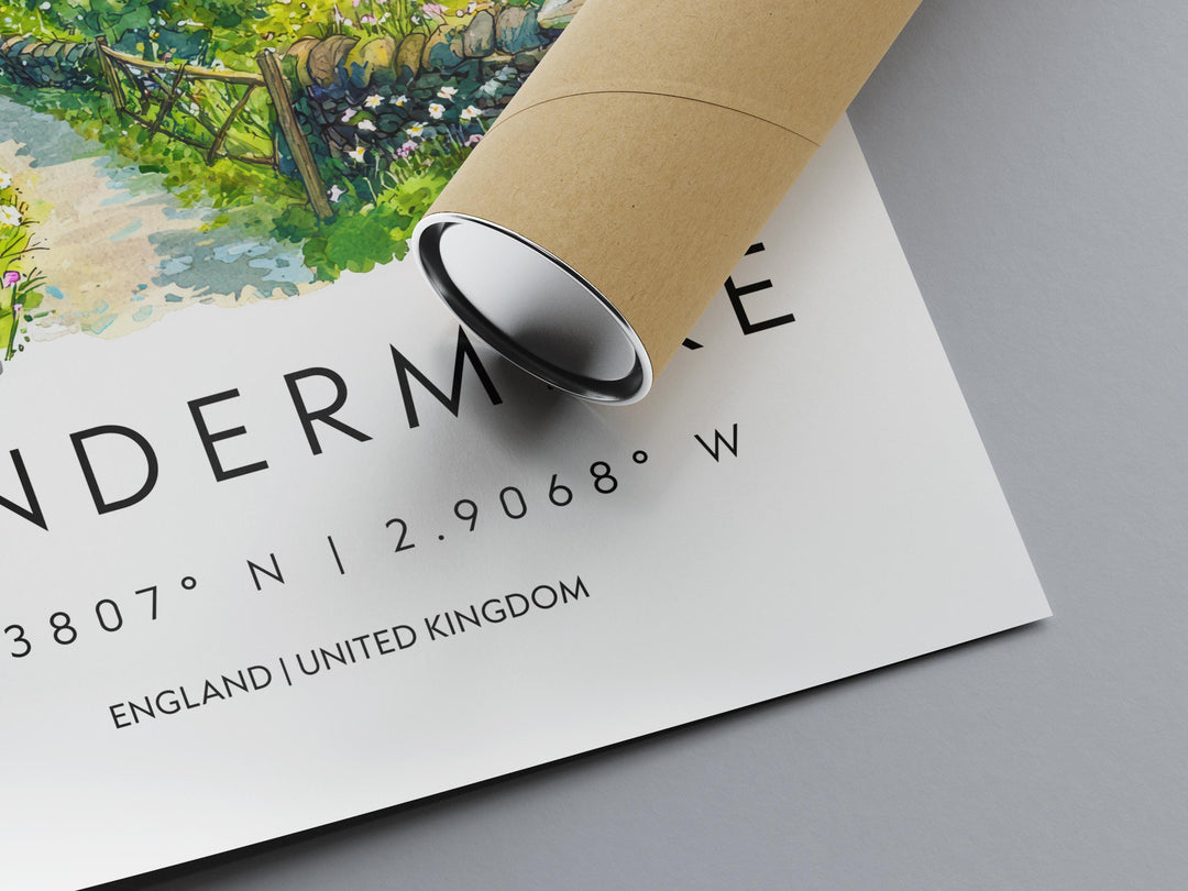 Windermere Watercolor Poster Windermere Travel Print Windermere Wall Art Windermere Lake Painting Windermere Souvenir UK Decor