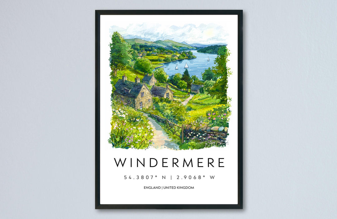 Windermere Watercolor Poster Windermere Travel Print Windermere Wall Art Windermere Lake Painting Windermere Souvenir UK Decor