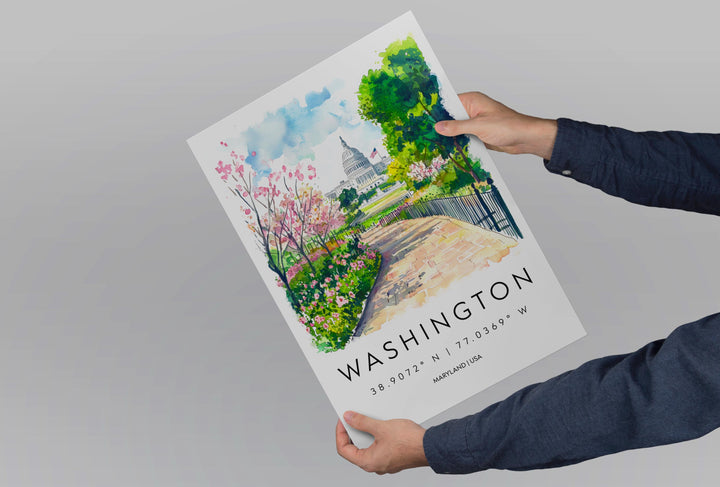 Washington DC Watercolor Poster Washington DC Travel Print Washington dc Wall Art Washington dc Painting Washington dc Souvenir USA Decor