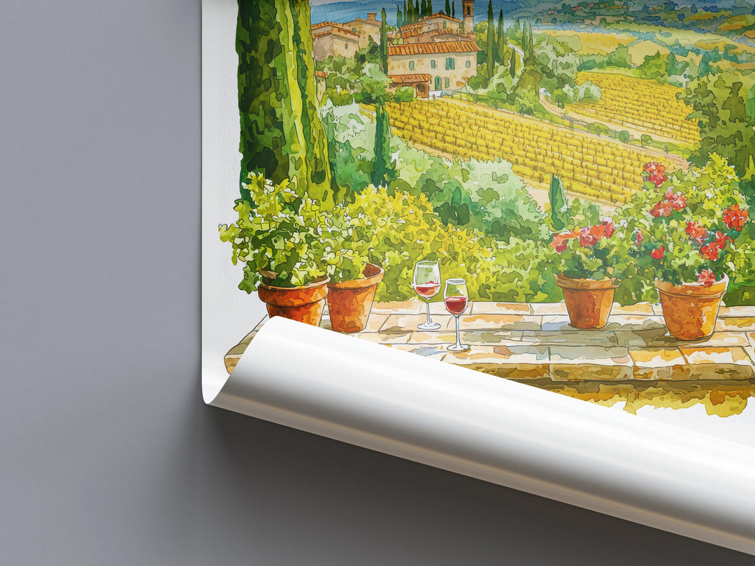 Tuscany Watercolor Poster Tuscany Travel Print Tuscany Wall Art Tuscany Landscape Painting Tuscany Souvenir Italy Decor