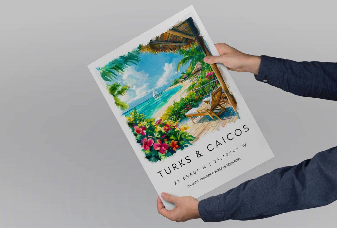 Turks and Caicos Watercolor Poster Turks and Caicos Travel Print Turks and Caicos Wall Art Turks and Caicos Painting Island Souvenir Decor