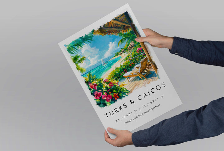 Turks and Caicos Watercolor Poster Turks and Caicos Travel Print Turks and Caicos Wall Art Turks and Caicos Painting Island Souvenir Decor
