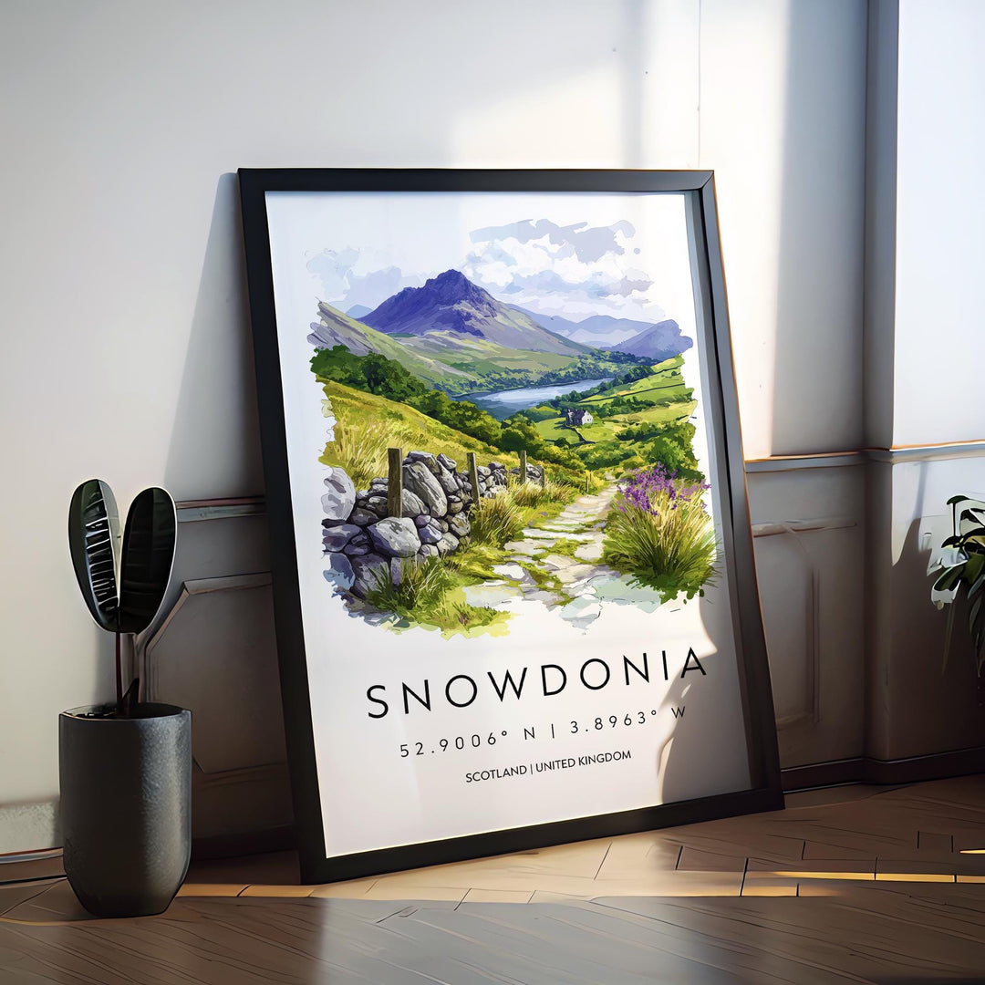Snowdonia Watercolor Poster Snowdonia Travel Print Snowdonia Wall Art Snowdonia Landscape Painting Snowdonia Souvenir Wales Decor