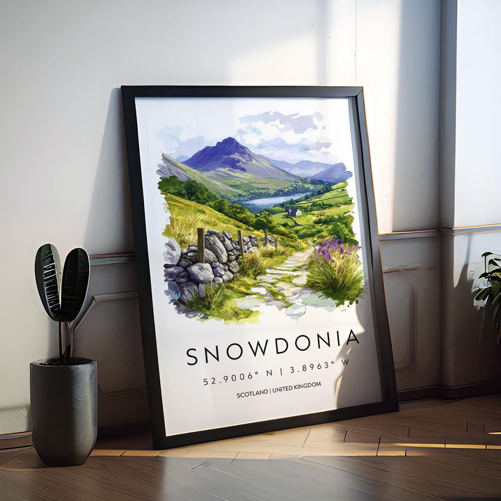 Snowdonia Watercolor Poster Snowdonia Travel Print Snowdonia Wall Art Snowdonia Landscape Painting Snowdonia Souvenir Wales Decor