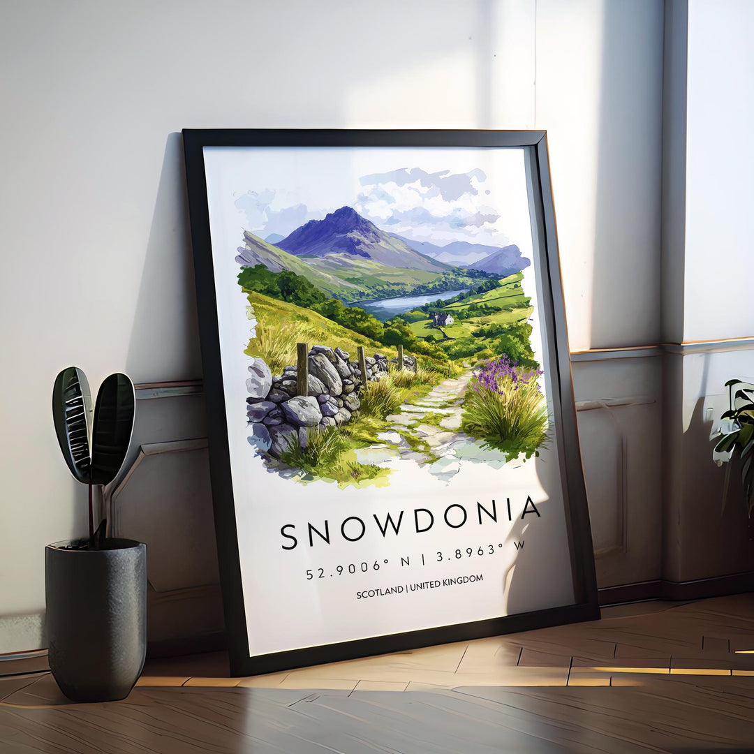 Snowdonia Watercolor Poster Snowdonia Travel Print Snowdonia Wall Art Snowdonia Landscape Painting Snowdonia Souvenir Wales Decor