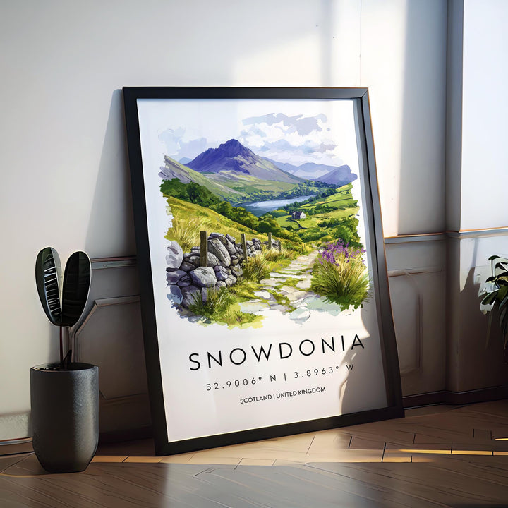 Snowdonia Watercolor Poster Snowdonia Travel Print Snowdonia Wall Art Snowdonia Landscape Painting Snowdonia Souvenir Wales Decor