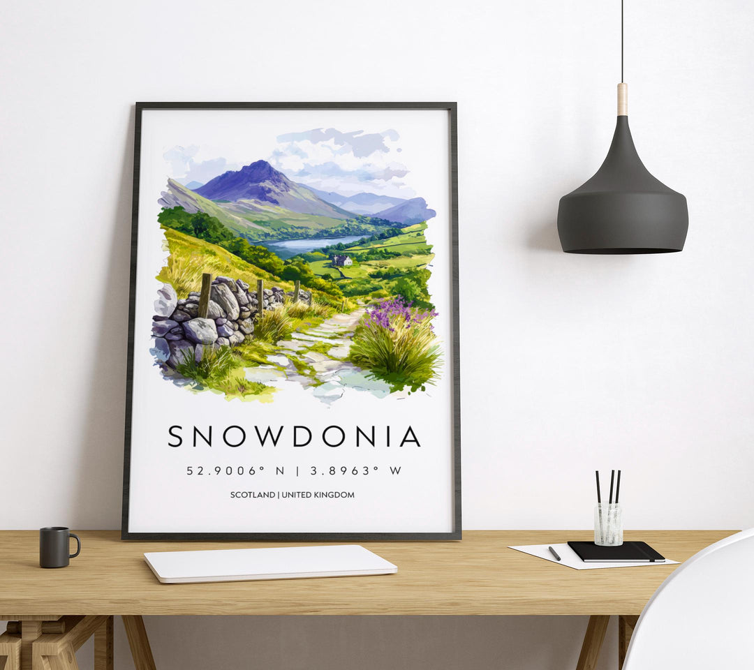 Snowdonia Watercolor Poster Snowdonia Travel Print Snowdonia Wall Art Snowdonia Landscape Painting Snowdonia Souvenir Wales Decor