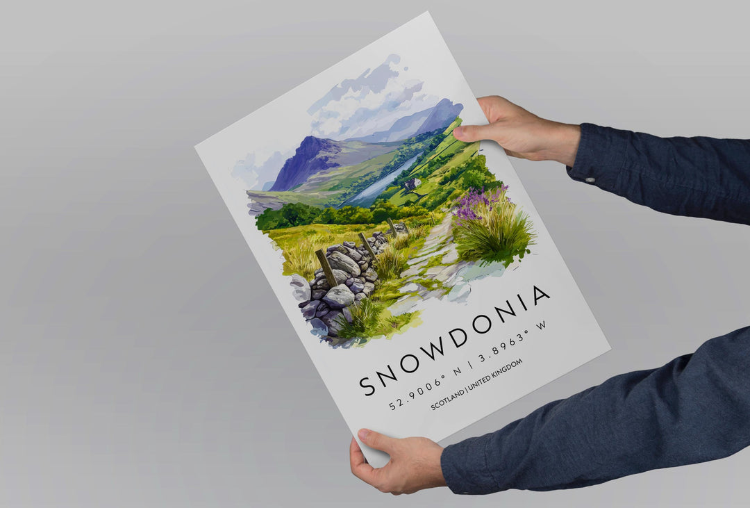 Snowdonia Watercolor Poster Snowdonia Travel Print Snowdonia Wall Art Snowdonia Landscape Painting Snowdonia Souvenir Wales Decor