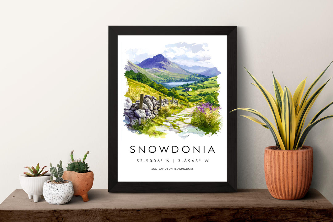Snowdonia Watercolor Poster Snowdonia Travel Print Snowdonia Wall Art Snowdonia Landscape Painting Snowdonia Souvenir Wales Decor