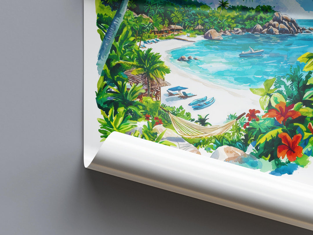 Seychelles Watercolor Poster Seychelles Travel Print Seychelles Wall Art Seychelles Beach Painting Seychelles Souvenir Island Decor