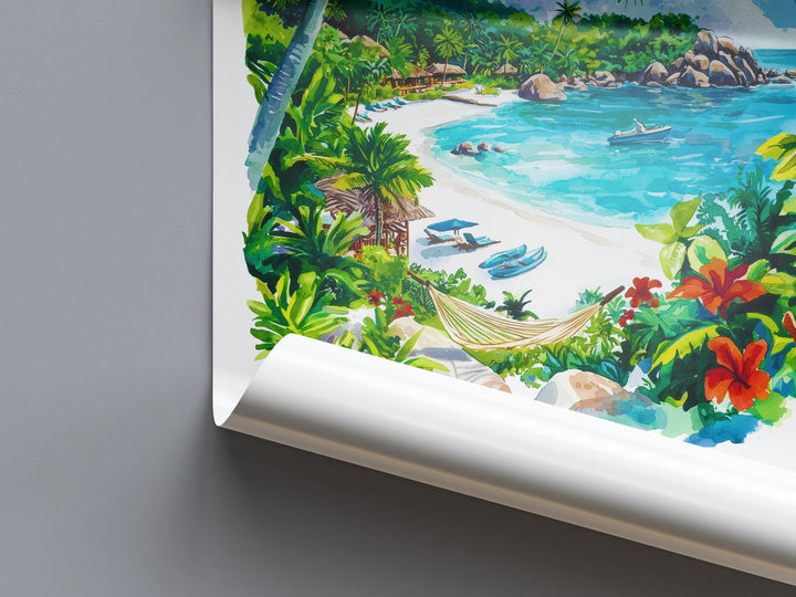 Seychelles Watercolor Poster Seychelles Travel Print Seychelles Wall Art Seychelles Beach Painting Seychelles Souvenir Island Decor