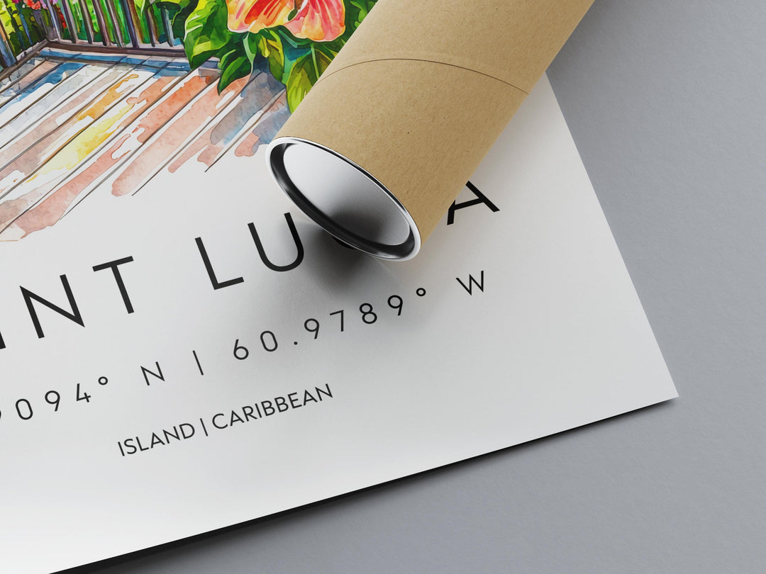 Saint Lucia Watercolor Poster Saint Lucia Travel Print Saint Lucia Wall Art Saint Lucia Landscape Painting Saint Lucia Souvenir Caribbean