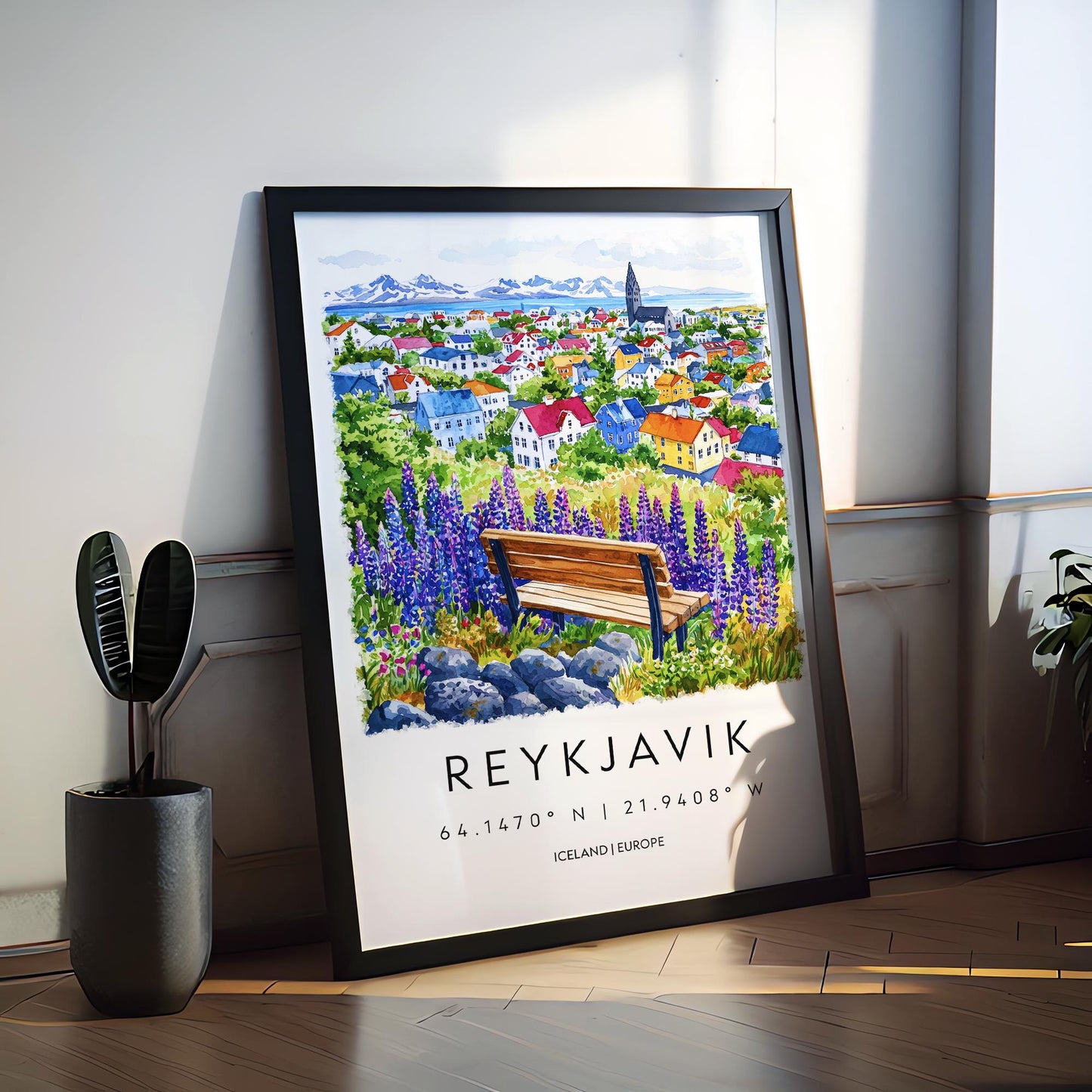 Reykjavík Watercolor Poster Reykjavík Travel Print Reykjavík Wall Art Reykjavík Cityscape Painting Reykjavík Souvenir Iceland Decor