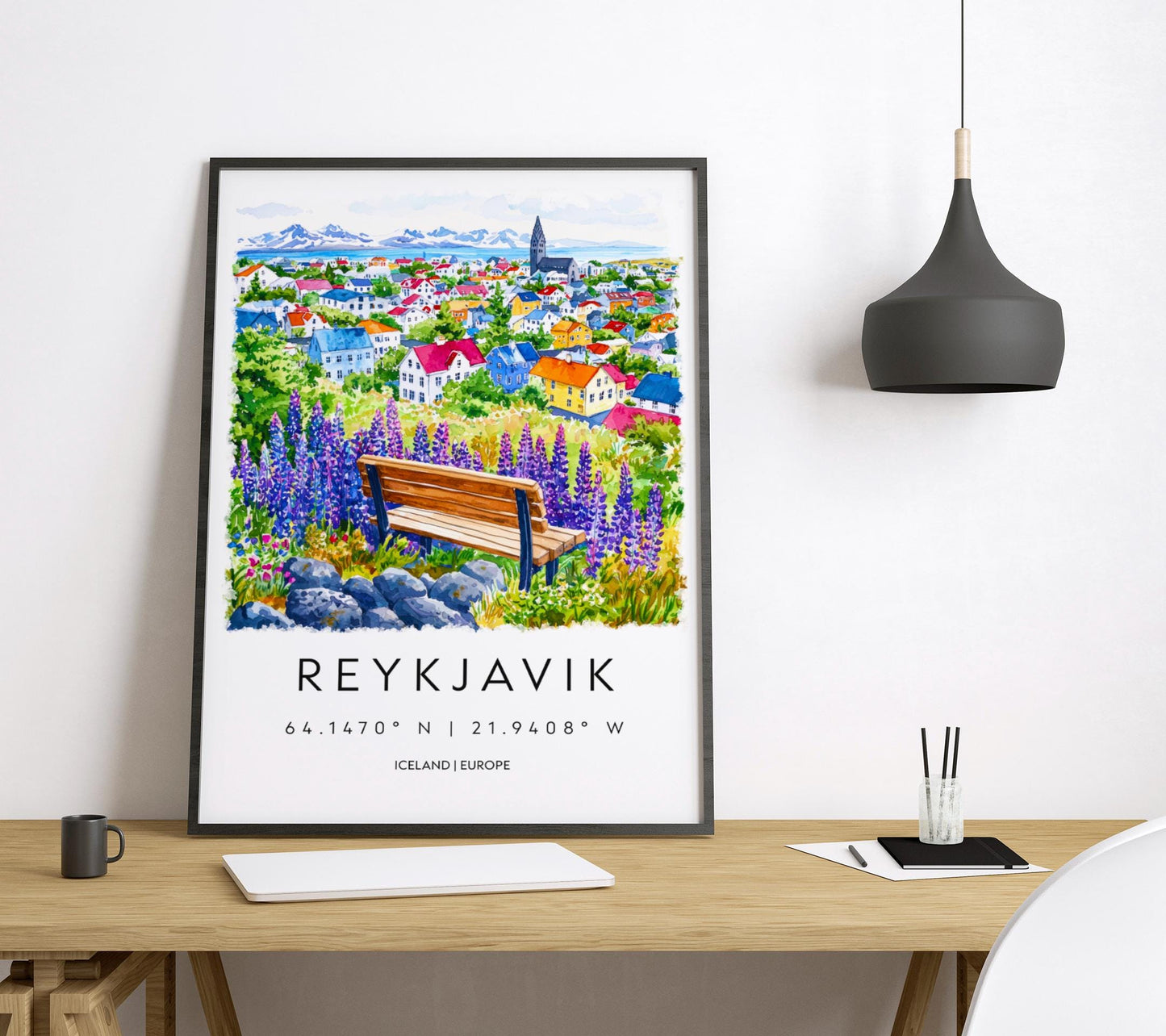 Reykjavík Watercolor Poster Reykjavík Travel Print Reykjavík Wall Art Reykjavík Cityscape Painting Reykjavík Souvenir Iceland Decor