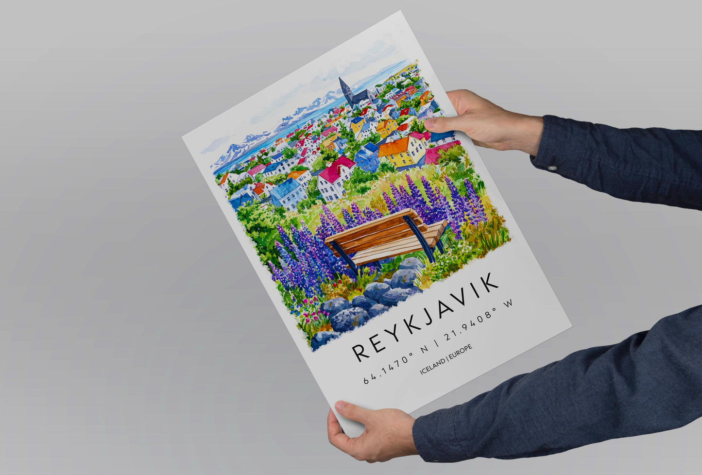 Reykjavík Watercolor Poster Reykjavík Travel Print Reykjavík Wall Art Reykjavík Cityscape Painting Reykjavík Souvenir Iceland Decor