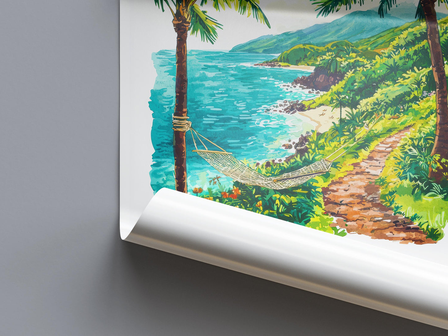Maui Watercolor Poster Maui Travel Print Maui Wall Art Maui Landscape Painting Maui Souvenir Hawaii Island Decor
