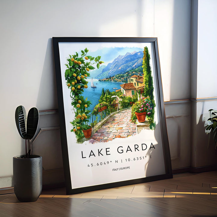 Lake Garda Watercolor Poster Lake Garda Travel Print Lake Garda Wall Art Lake Garda Landscape Painting Lake Garda Souvenir Italy Decor