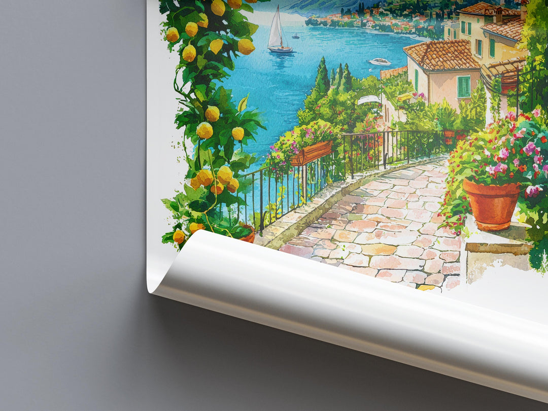 Lake Garda Watercolor Poster Lake Garda Travel Print Lake Garda Wall Art Lake Garda Landscape Painting Lake Garda Souvenir Italy Decor